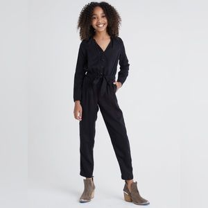 Bella Dahl Abi Ruffle Neck Jumpsuit - Black